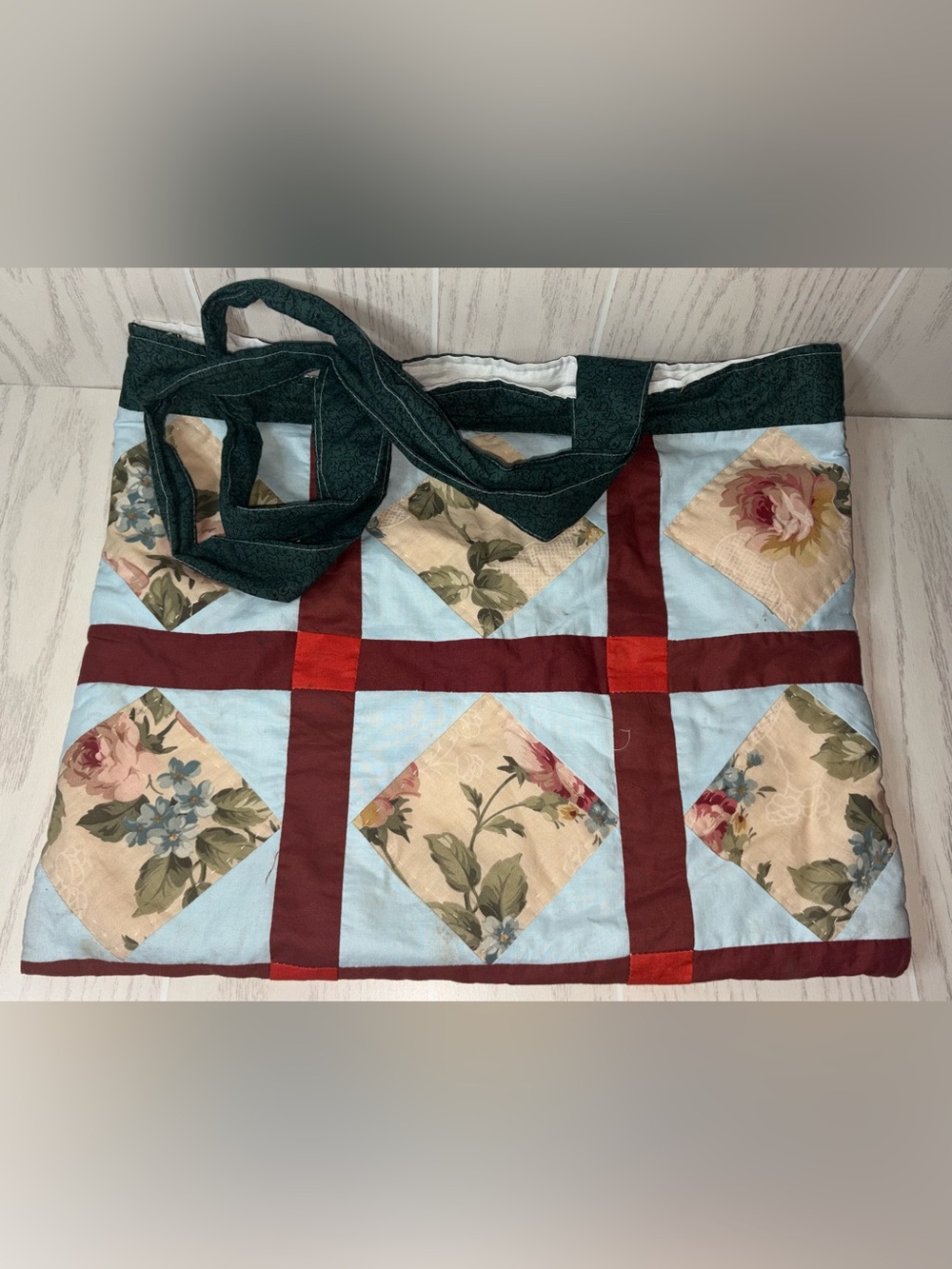 VINTAGE Handmade Quilted patchwork Tote Bag